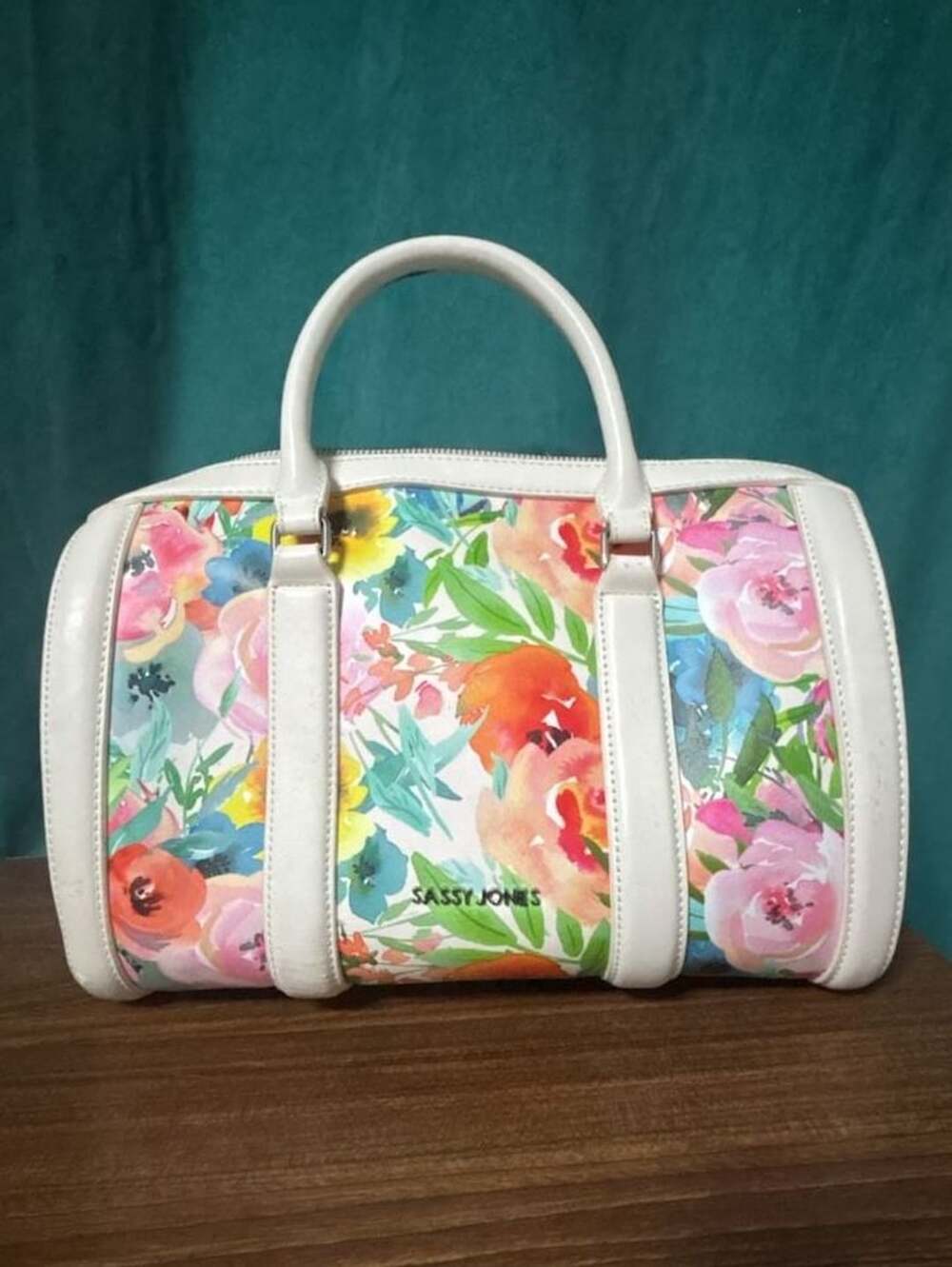 Sassy Jones Floral Watercolor Barrel Bag Satchel Purse